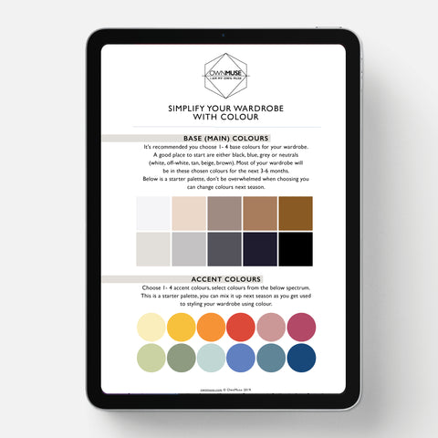 Capsule Wardrobe Color Palette Digital Printable