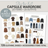 Capsule Wardrobe Starter Kit - 20 items = 20 Outfits Planner