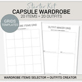 Capsule Wardrobe Starter Kit - 20 items = 20 Outfits Planner