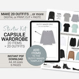 Capsule Wardrobe Starter Kit - 20 items = 20 Outfits Planner